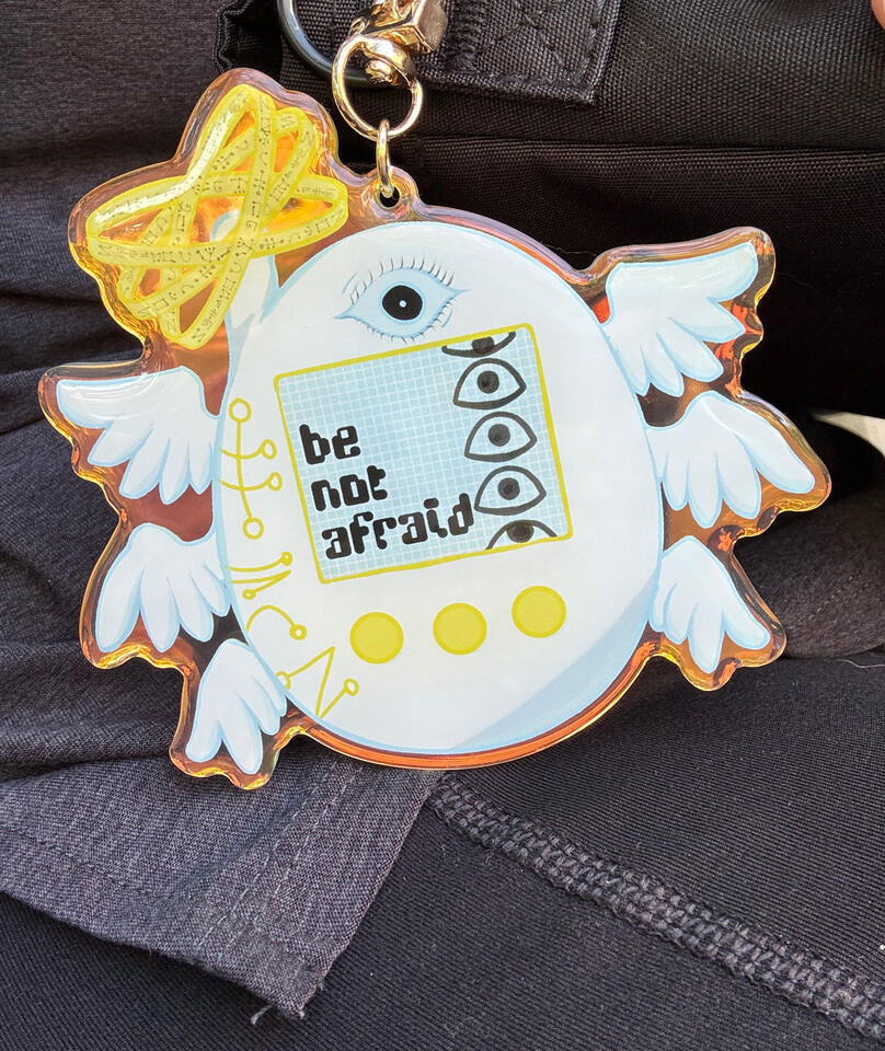 Creepy Digital Angel Acrylic Keychain