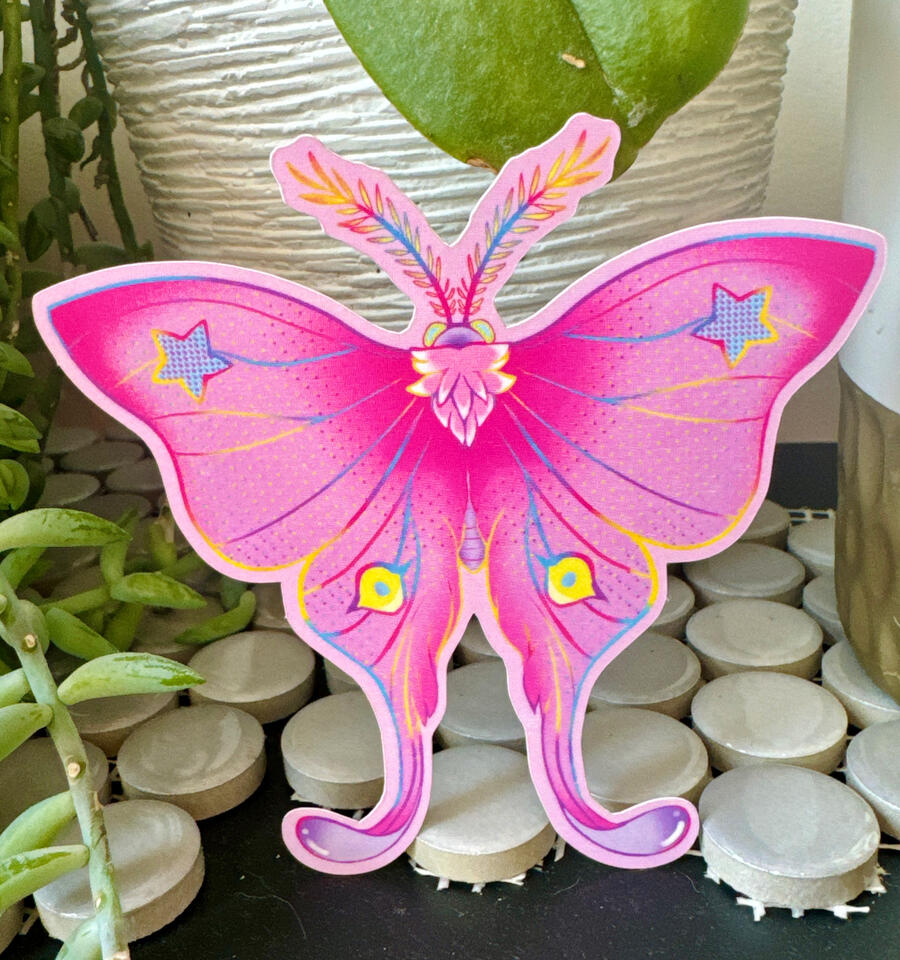 Neon Moth Sticker